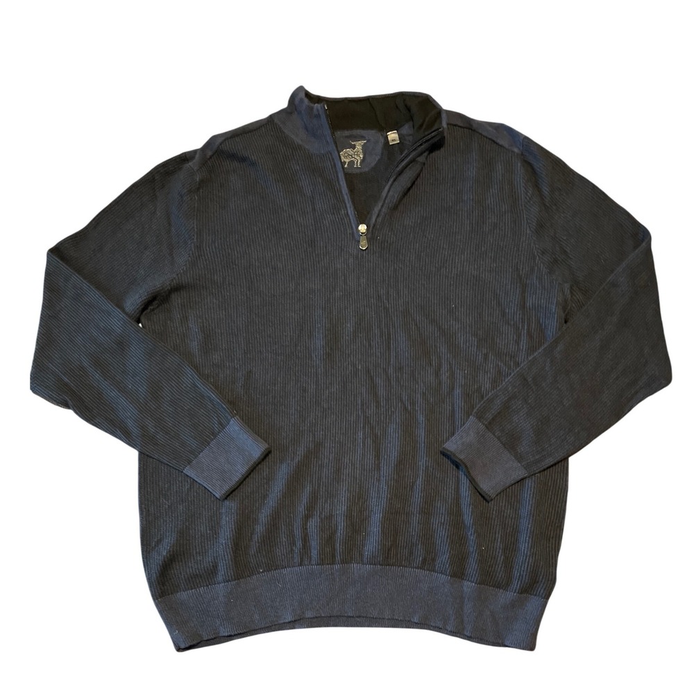 Raffi Men's  Navy 1/4 Zip Ribbed Sweater Cashmere Blend‎ XL